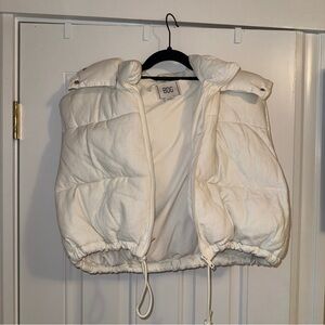 Urban Outfitters Cream Hooded Puffer Vest
